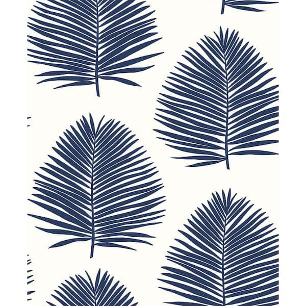 Seabrook Designs Navy Blue Island Palm Nonwoven Paper Non-Pasted Wallpaper Roll (Covers 57.5 sq. ft.)