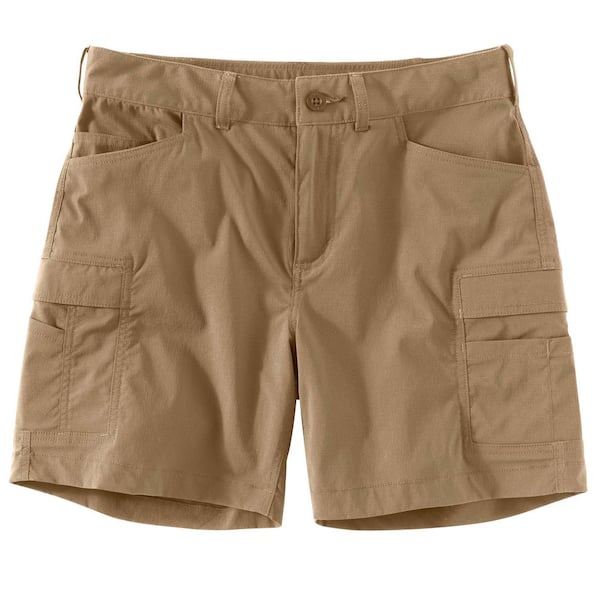 Carhartt Women's 8 Dark Khaki Nylon/Spandex Straight Fit Force Madden Cargo Short