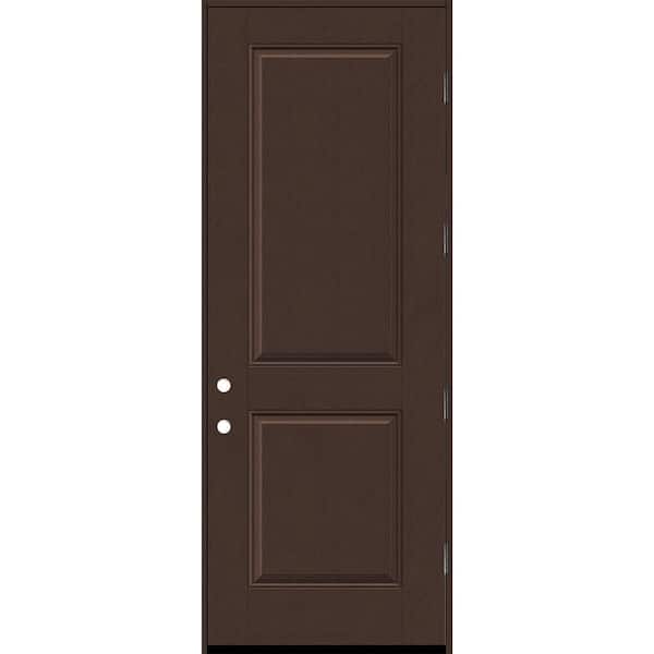 Steves & Sons Regency 36 in. x 96 in. 2P Squaretop LHOS Chestnut Stain Fiberglass Prehung Front Door with 6-9/16 Jamb