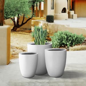 KANTE 18 in., 14 in. and 10 in.W Pure White Concrete Round Planters (Set of  3), Outdoor Indoor Modern Seamless Planter Pots RC0050ABC-C80011 - The Home  Depot