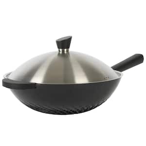 Eugene 13 in. Nonstick Cast Aluminum Wok with Stainless Steel Lid