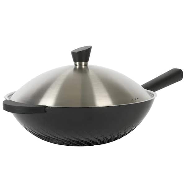 KENMORE Eugene 13 in. Nonstick Cast Aluminum Wok with Stainless Steel Lid