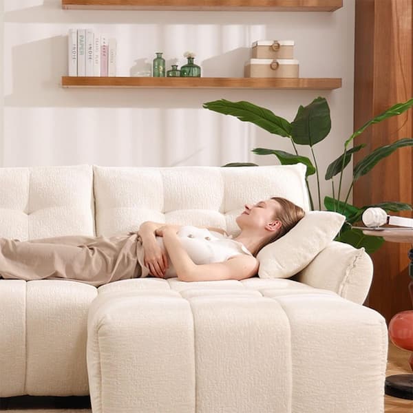 Noble House Tina 110.2 in. Flared Arm Chenille Upholstered U