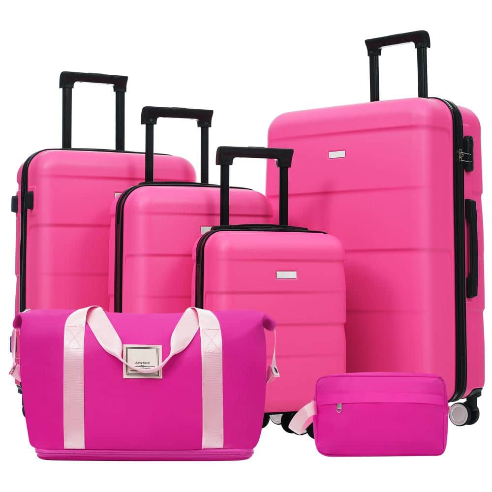 6PCS Hardshell Luggage Set w/ 2 Bags, Double Spinner, Lock, 16/20/24/28"