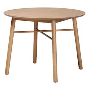 Denmark 39.4 in. Round Oak Brown Wood Top Dining Table (Seats 4)
