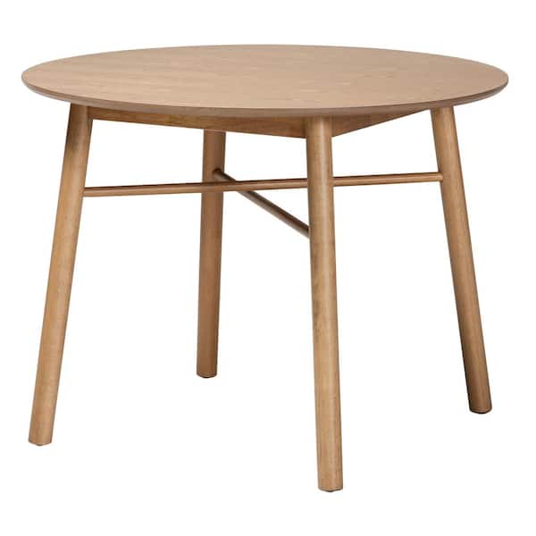 Baxton Studio Denmark 39.4 in. Round Oak Brown Wood Top Dining Table (Seats 4)