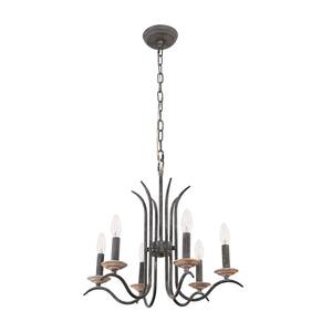 Farmhouse 6-Light Vintage Black French Country Chandelier Candlestick Pendant