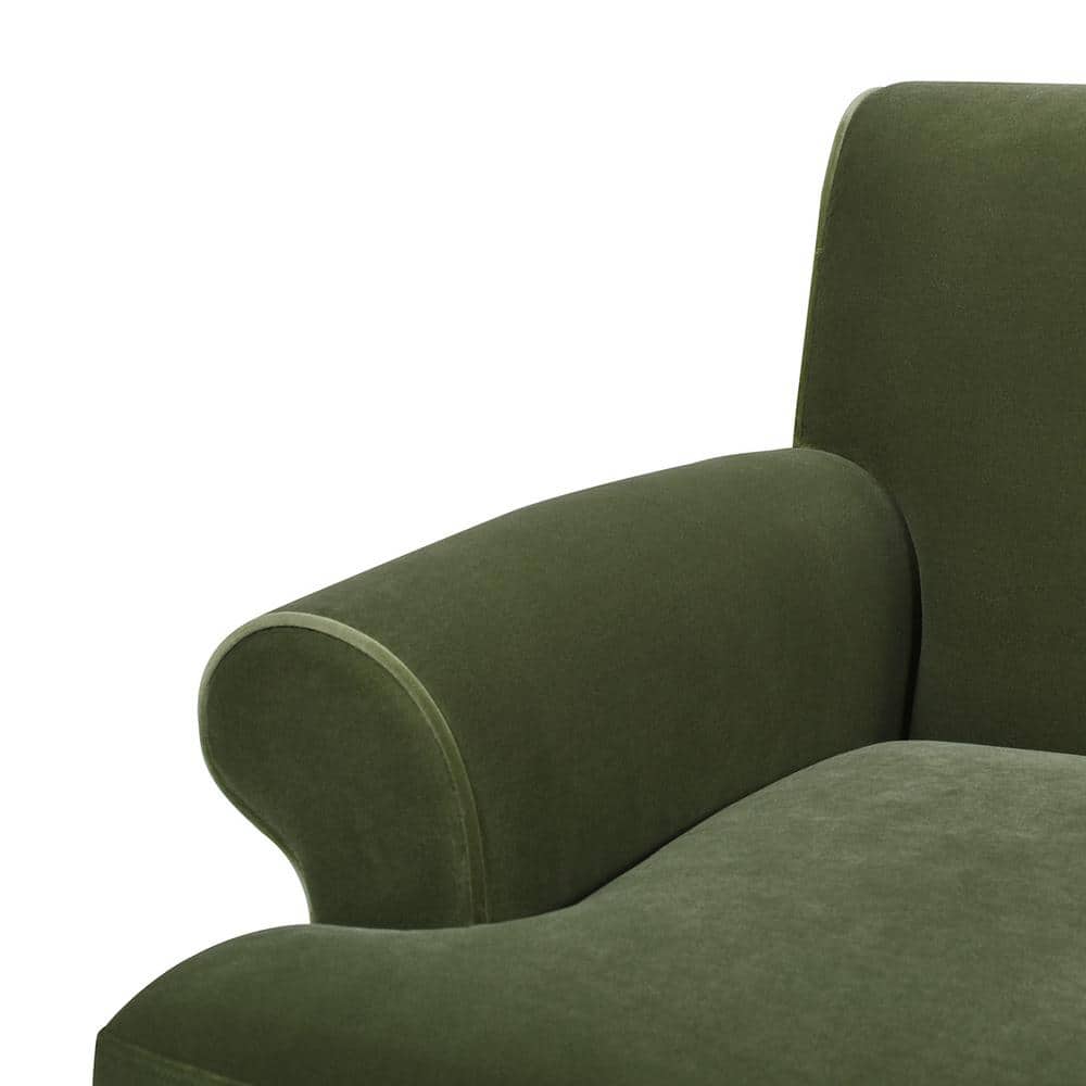 Alana 88" Olive Green Velvet Lawson Sofa with Removable Cushions