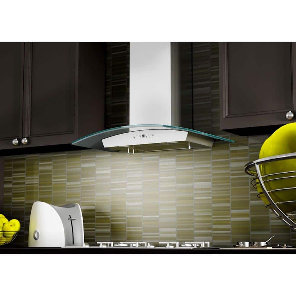 30" Stainless Steel Convertible Wall Mount Range Hood with Glass Canopy