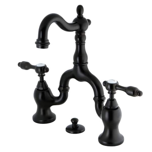 Kingston Brass Tudor Bridge 8 in. Widespread 2-Handle Bathroom Faucet in Oil Rubbed Bronze