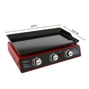 3-Burner Propane Griddle, Portable Table Top 24-Inch Gas Grill in Red