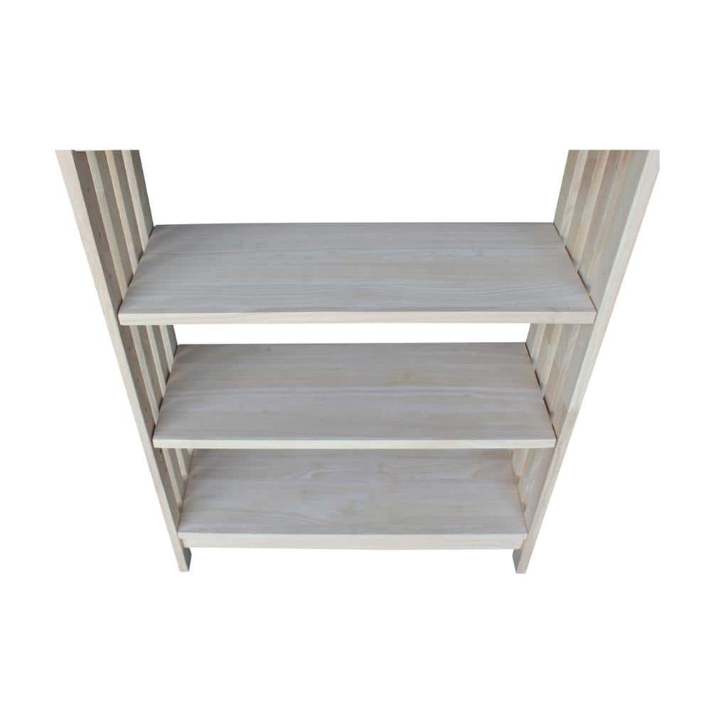 Adjustable Beige Solid Wood 38" 4-Tier Shelf Unit