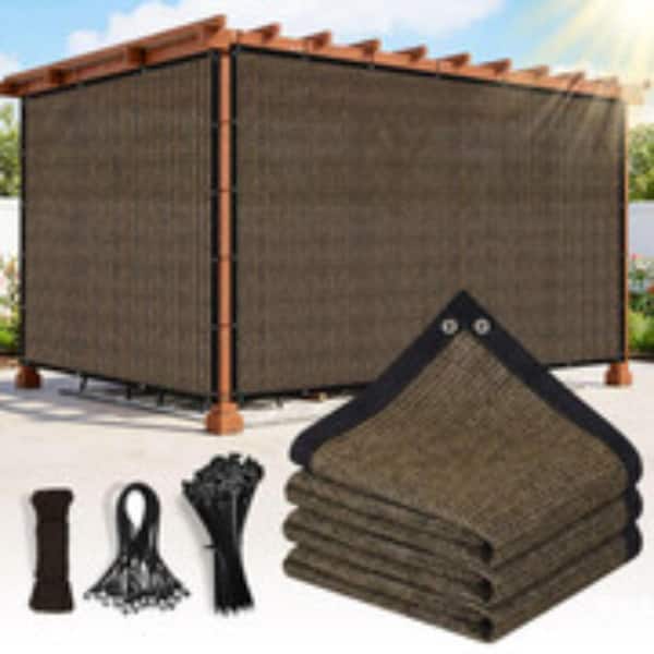 Sun Shade Cloth with Grommets, 6' x 10' Pergola Shade Cover Canopy, UV Protection Mesh Tarp for Outdoor Gazebo, Mocha