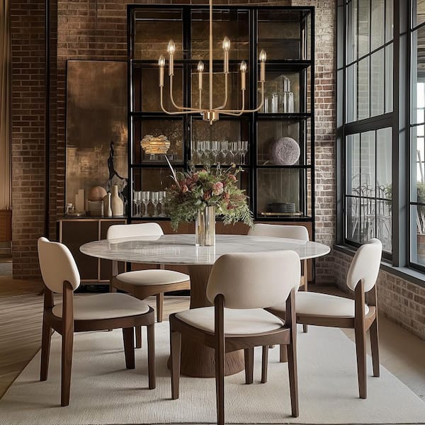Modern Gold Candlestick Island Chandelier Transitional 6-Light Plated Brass Pendant Light for Kitchen Dining Room