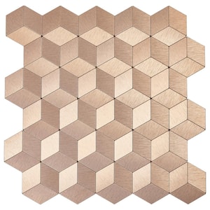Echo Cube Bronze Aluminum Mosaic 11.14 in. x 10.71 in. Metal Peel and Stick Tile (6.63 sq. ft./8-Pack)
