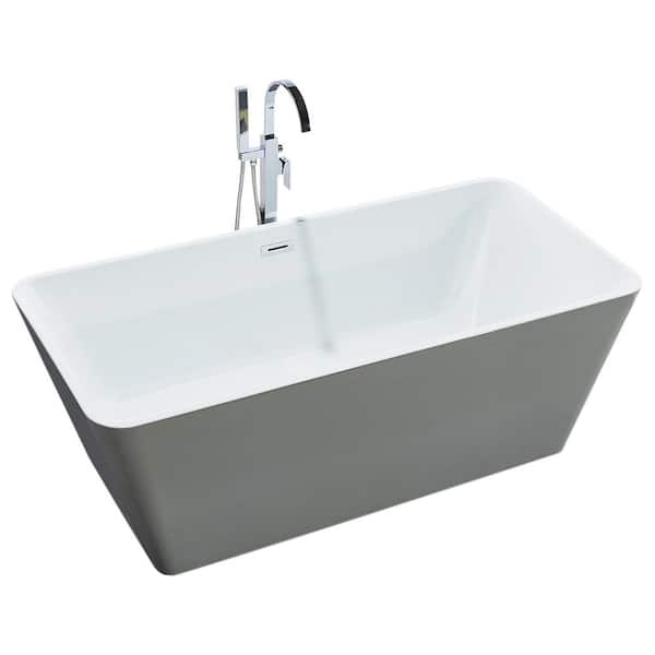 Tatahance 67 in. Acrylic Flatbottom Air Bath Bathtub in Ivory