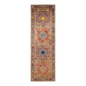 Serapi One-of-a-Kind Traditional Yellow 4 ft. x 12 ft. Hand Knotted Tribal Area Rug