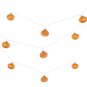 12.4 ft. Orange Glass Pumpkin LED Orange Halloween String Lights