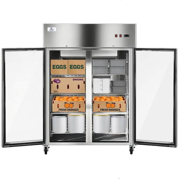 55 in. W 42.3 cu. ft. Two Glass Door Top-Mounted Commercial Reach-In Refrigerator in Stainless Steel