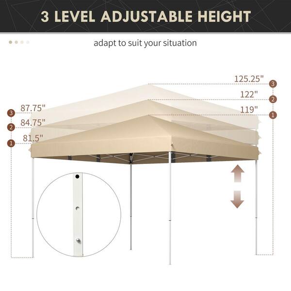 13 ft. x 13 ft. Beige Adjustable Pop-Up Instant Canopy Tent