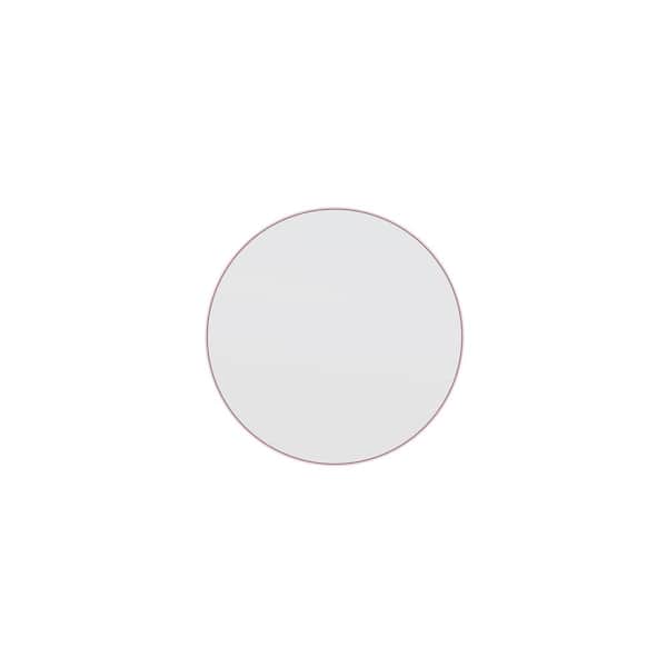 Glass Warehouse 20 in. W x 20 in. H Framed Round Bathroom Vanity Mirror in Pink