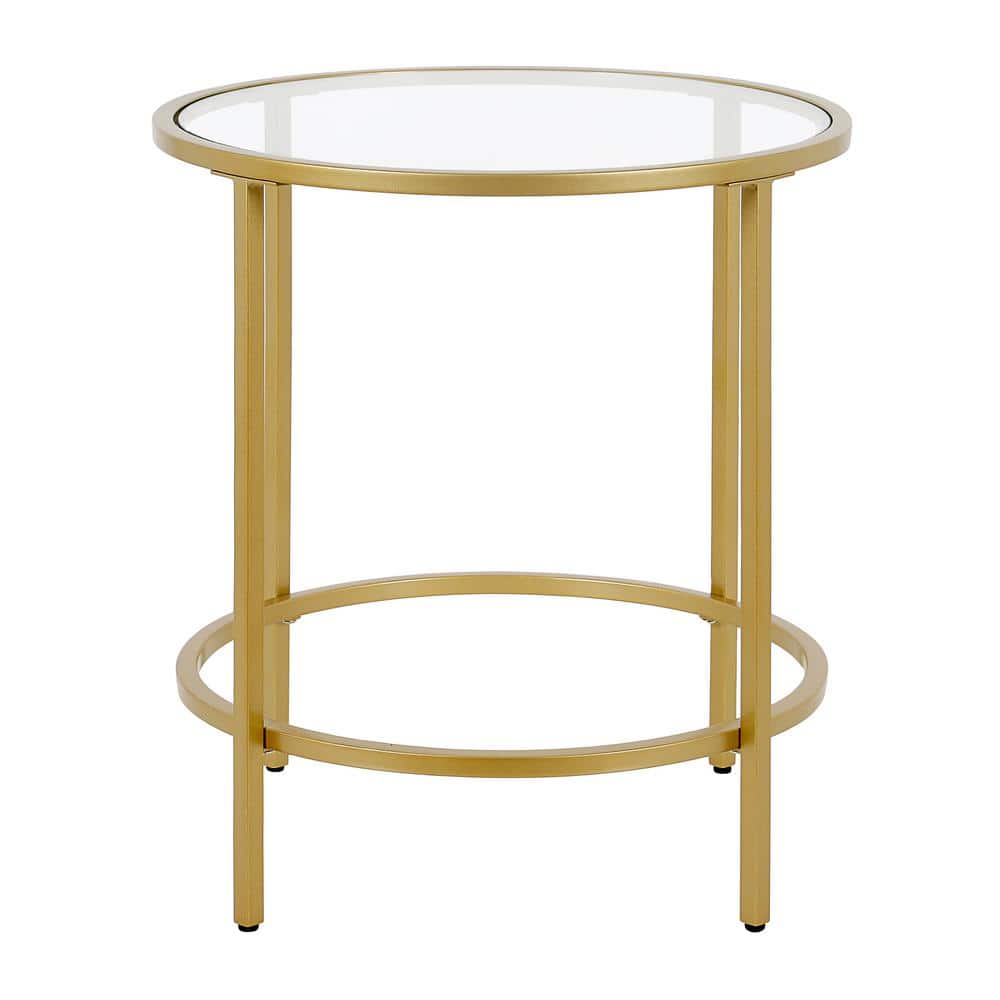 Brass and Glass Round 20" Side Table