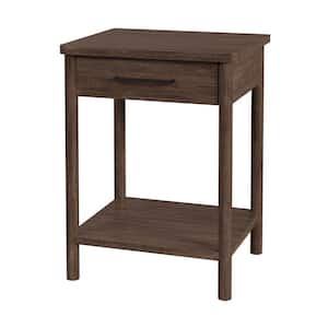 Lennon Brown 1 Drawer 21 in. W Wood Rounded Leg Nightstand