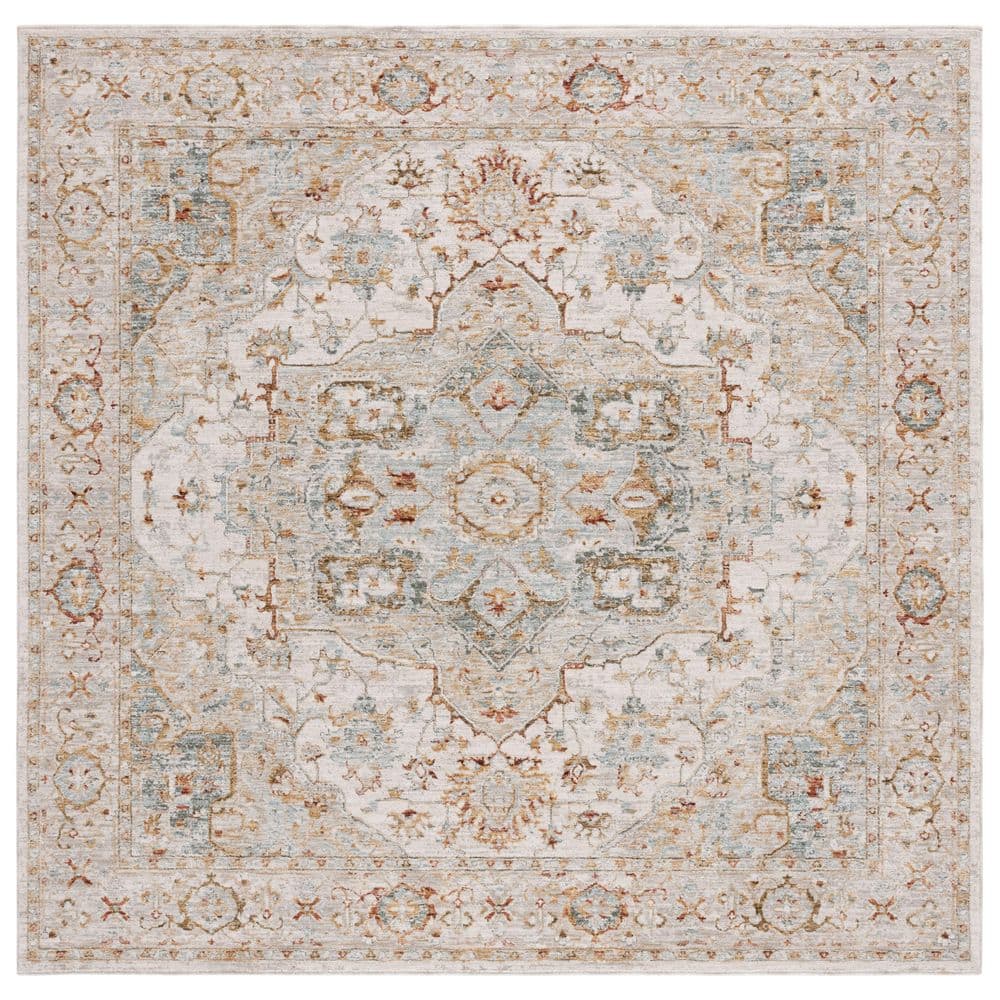 Hamilton Ivory and Blue Square Wool Area Rug