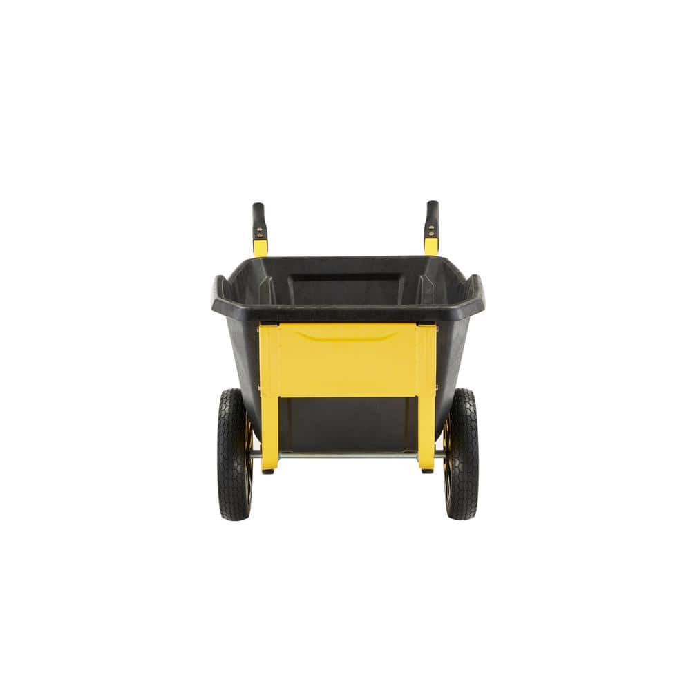 Black and Yellow Poly Yard Cart with Powder-Coated Steel Handles