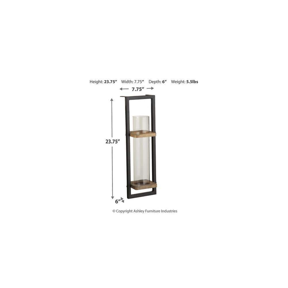 Colburn Contemporary Black Wood Wall Sconce, 23.75" Height