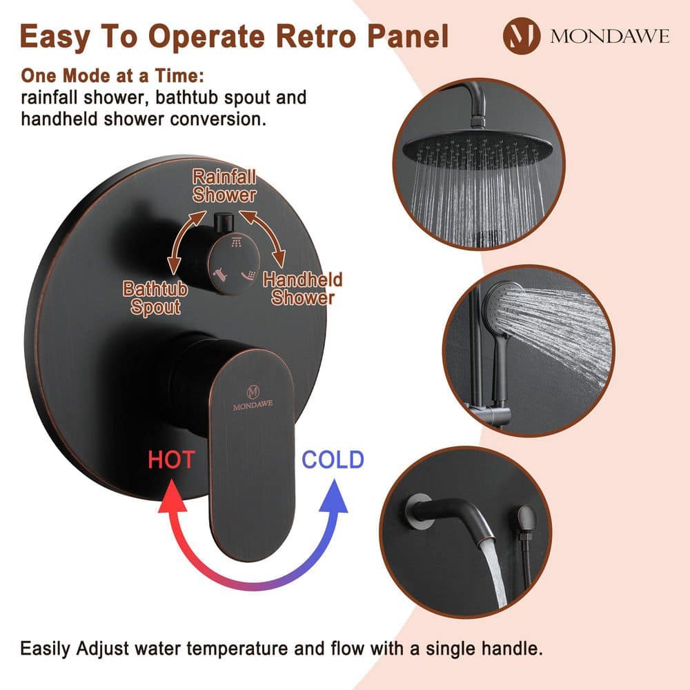 Oil-Rubbed Bronze Adjustable Height Multi-Head Shower System