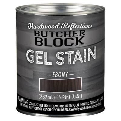 Half Pint Oil-Based Satin Interior Butcher Block Wood Gel Stain in Ebony