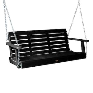 Weatherly 60 in. 2-Person Black Recycled Plastic Porch Swing