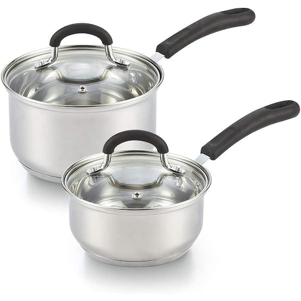 Cook N Home 1 qt. and 2 qt. Stainless Steel Saucepan 02701 - The