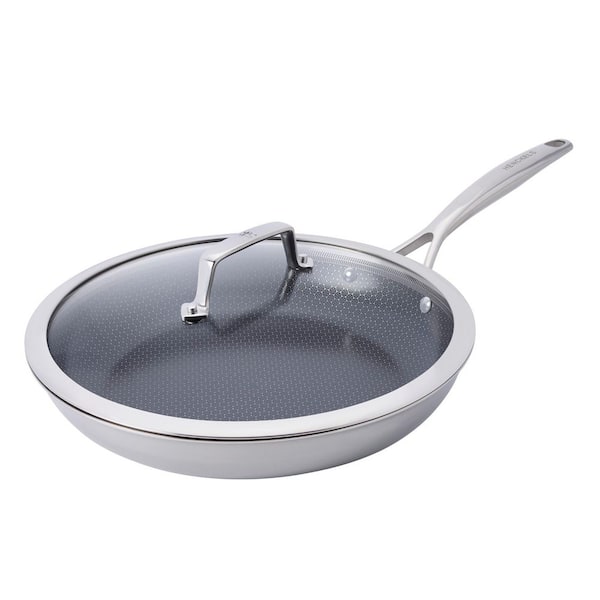 Paradigm 12 in. Stainless Steel Dual Performance Ceramic Nonstick Frying Pan with Lid