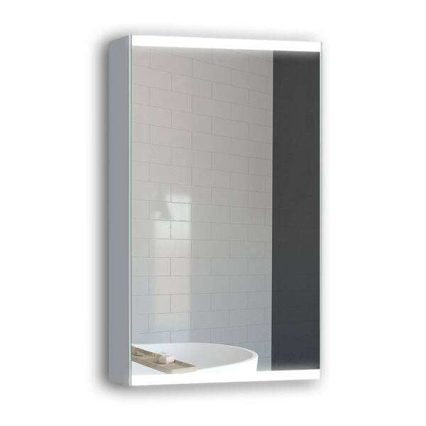 ANTFURN 15 in. W x 26 in. H Middle Rectangular Silver Aluminum Surface Mount Medicine Cabinet with Mirror