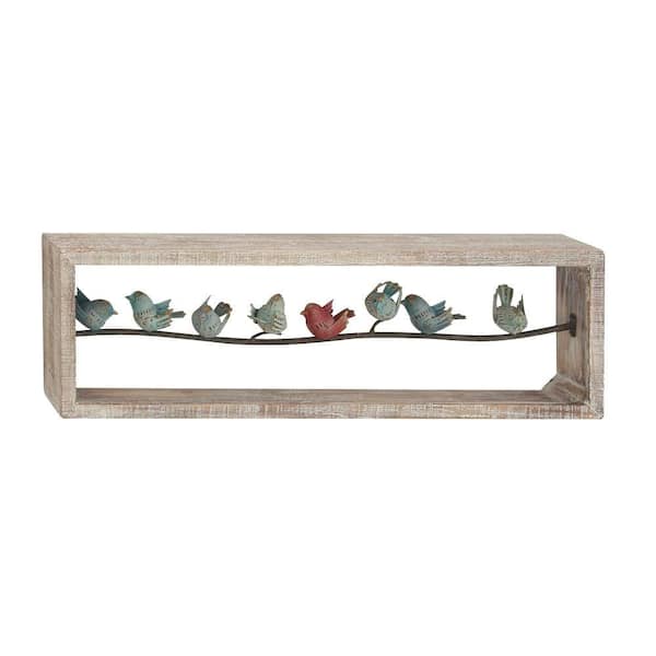 Litton Lane 35 in. x  11 in. Metal White Bird Wall Decor