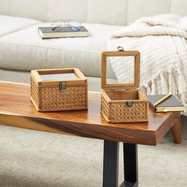 Square Rattan Handmade Box (Set of 2)