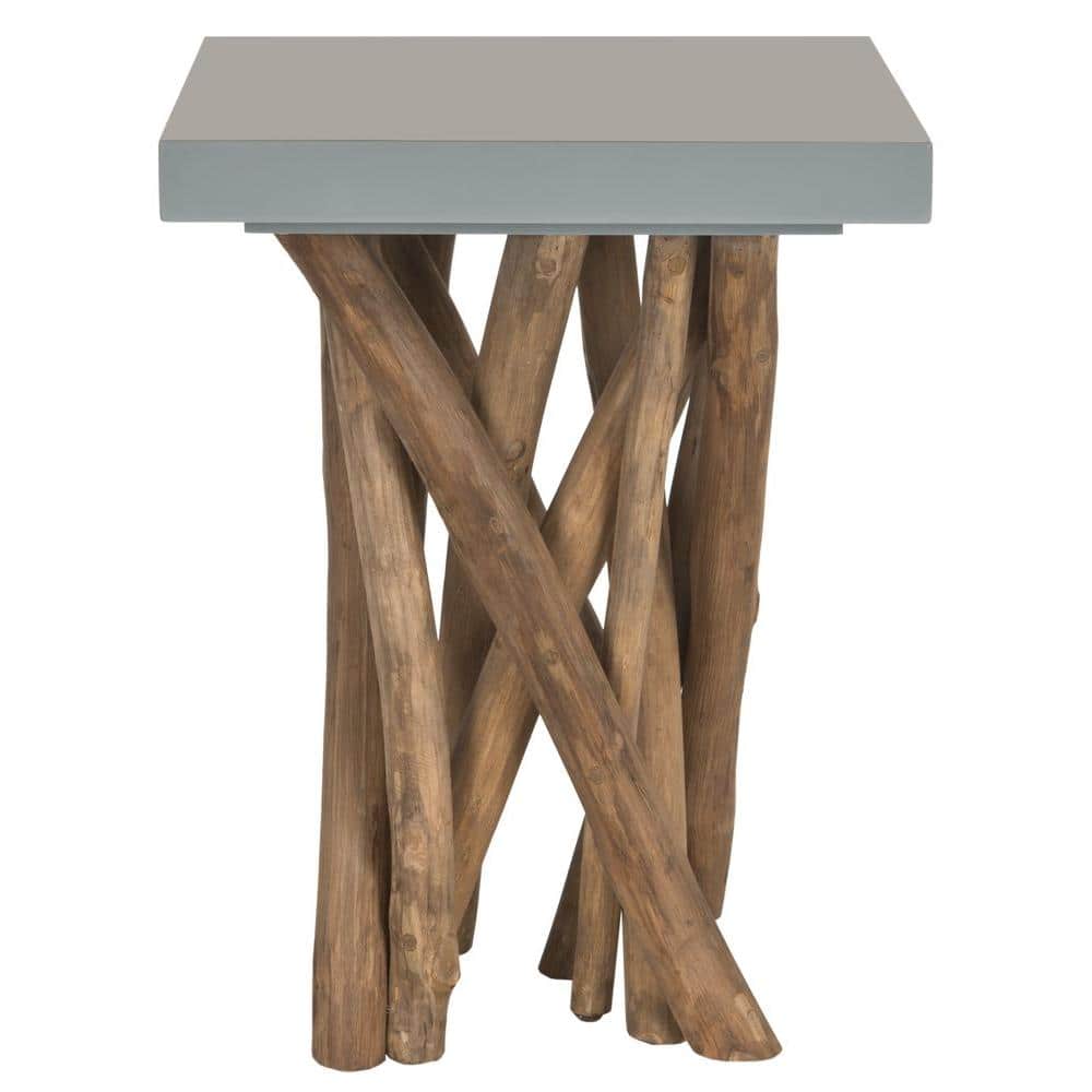 Hartwick Transitional Square Gray Teak Branch Side Table