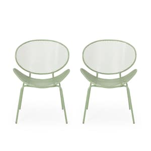 Elloree Matte Green Metal Outdoor Patio Dining Chair (2-Pack)