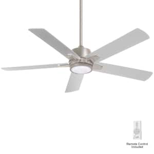 Stout 54 in. LED Indoor Brushed Nickel Ceiling Fan with Light and Remote Control