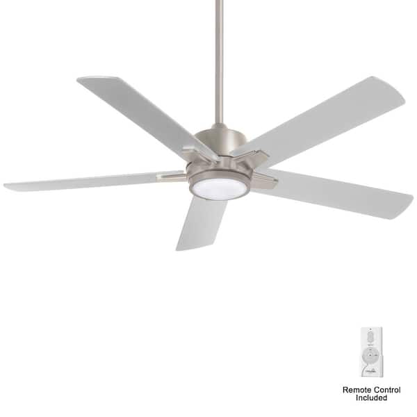 Stout 54 in. LED Indoor Brushed Nickel Ceiling Fan with Light and Remote Control
