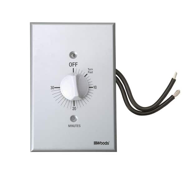 Woods 20-Amp 30-Minute In-Wall Spring Wound Countdown Timer Switch, Gray