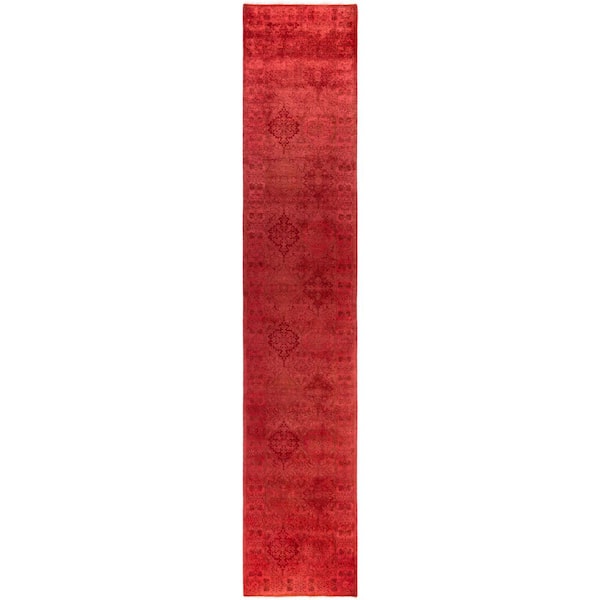 Overdyed Red 2 ft. x 14 ft. Solid Wool Indoor Runner Rug