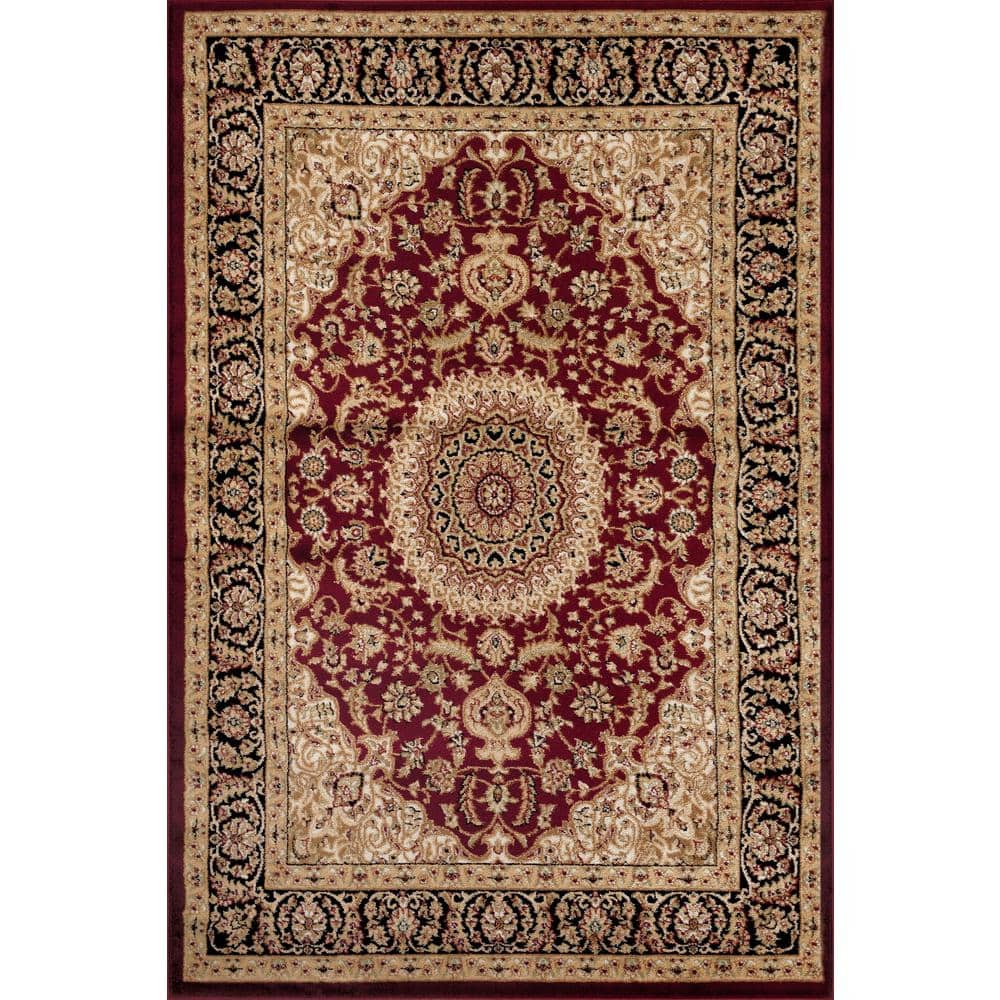 World Rug Gallery Traditional Oriental Medallion Area Rug Burgundy 10  x 14  8  x 10   10  x 14  Living Room  Bedroom  Dining Room Ivory  Burgundy