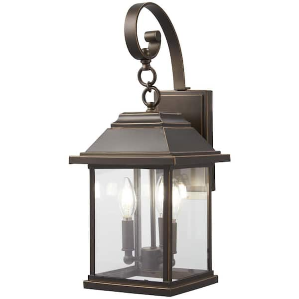 The Great Outdoors Mariner's Collection 3-Light Oil Rubbed Bronze with Gold Highlights Outdoor Wall Lantern Sconce