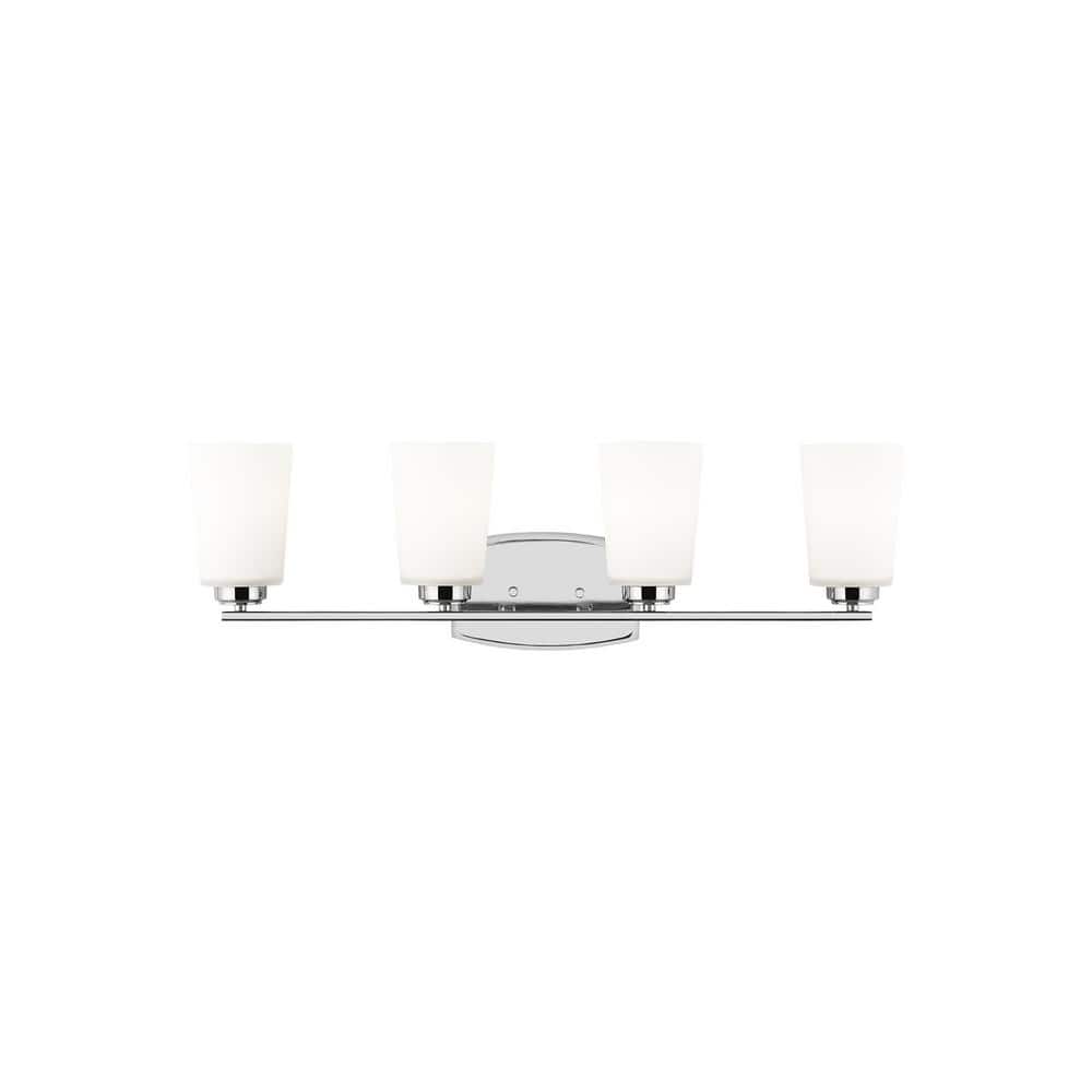 Franport 29 in. 4-Light Chrome Traditional Chic Wall Bathroom Vanity Light with Etched White Glass Shades price history on PriceWatchPro