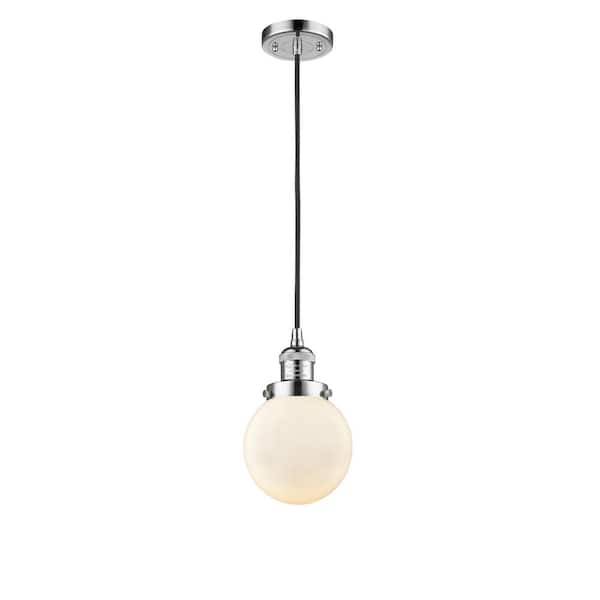 Innovations Beacon 100-Watt 1 Light Polished Chrome Shaded Mini Pendant Light with Frosted Glass Shade