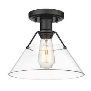 Orwell 10 in. 1-Light Matte Black with Clear Glass Shade Flush Mount