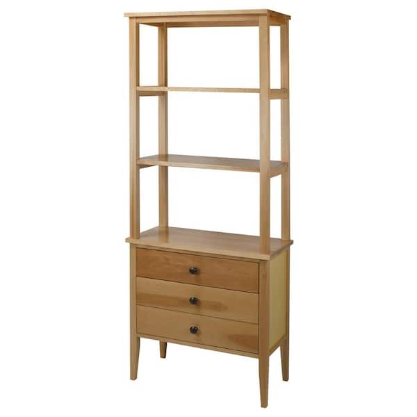 American Trails 62 in. Natural Wood 3-shelf Etagere Bookcase with Open Back